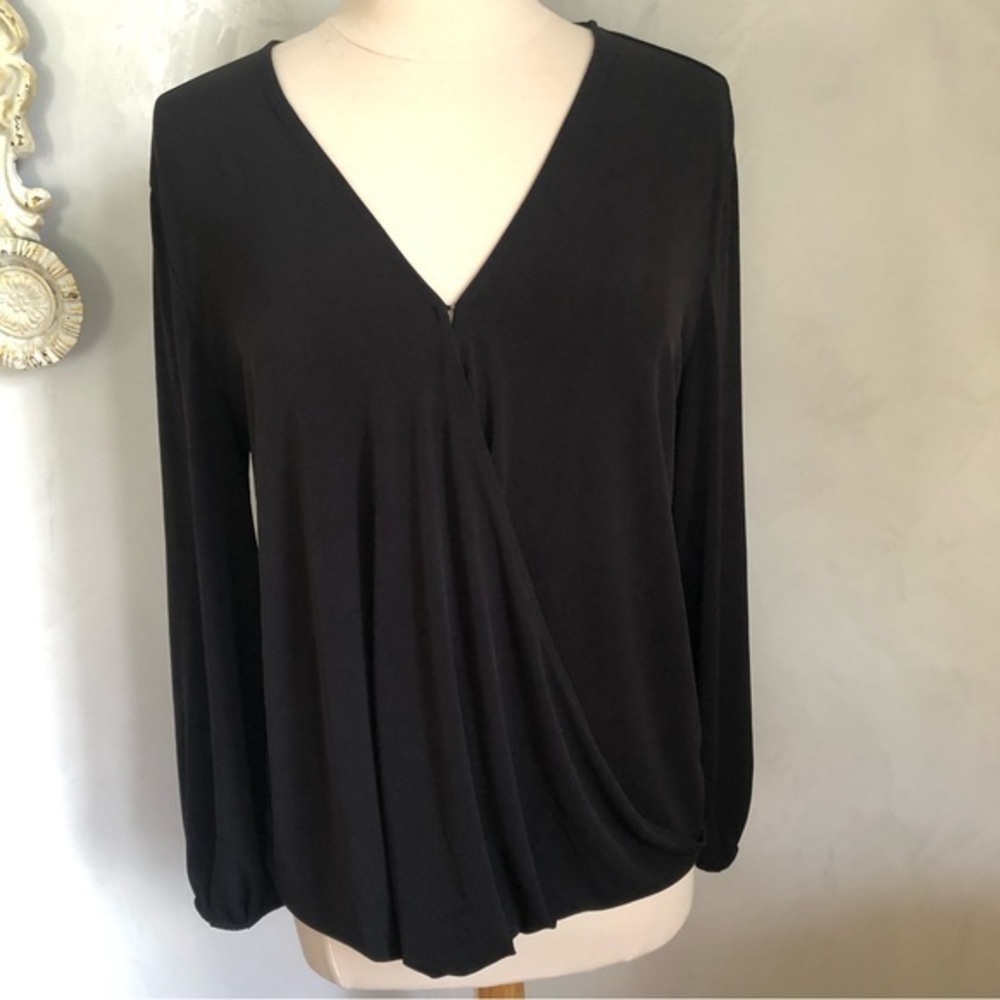 Banana Republic Black Faux wrap w/cross over v-neck w/ hook closure Size Large
